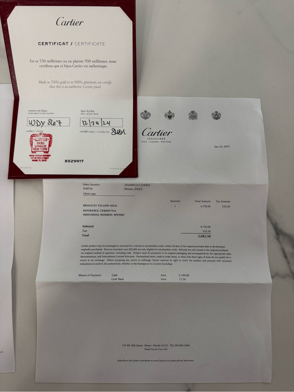 Cartier Gold Bracelet Set with Red Presentation Boxes and Cream Cushion - Picture 10 of 11